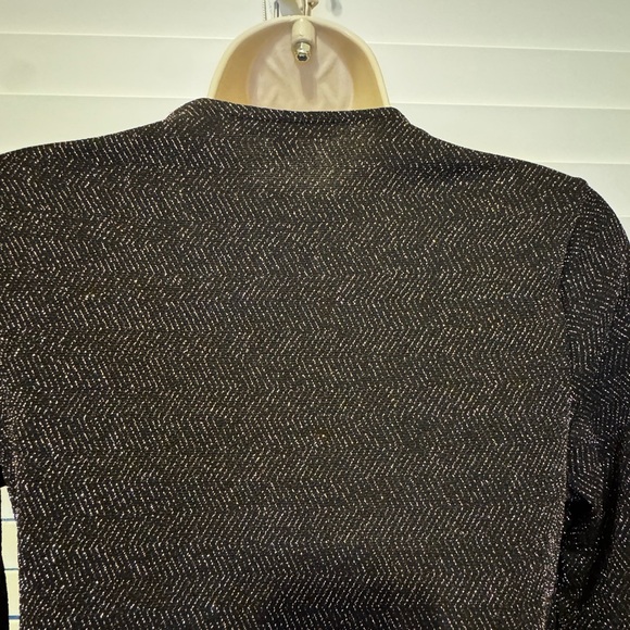 Blashe Black Metallic Shimmer Wrap Mini Dress Size M | Long Sleeve - Picture 13 of 14